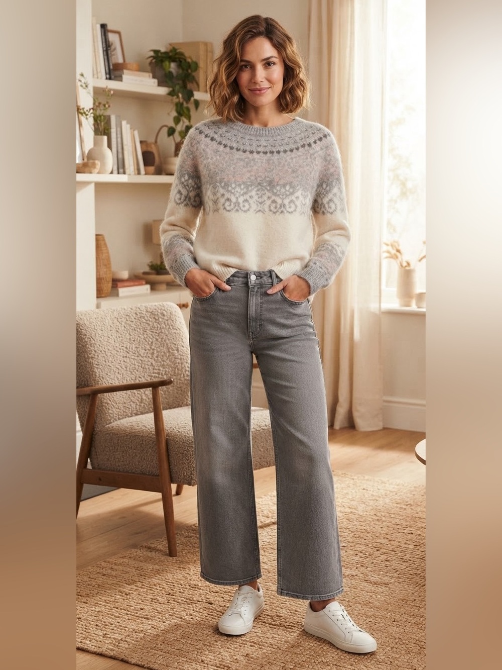 (#144) H&M Jaquard Knit Mohair Blend Sweater